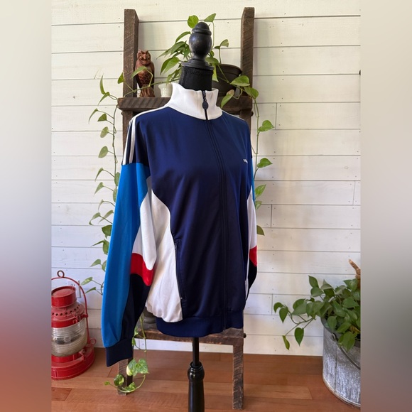 Adidas Vintage Navy Blue and White Zip-Up Track Jacket - Picture 4 of 17